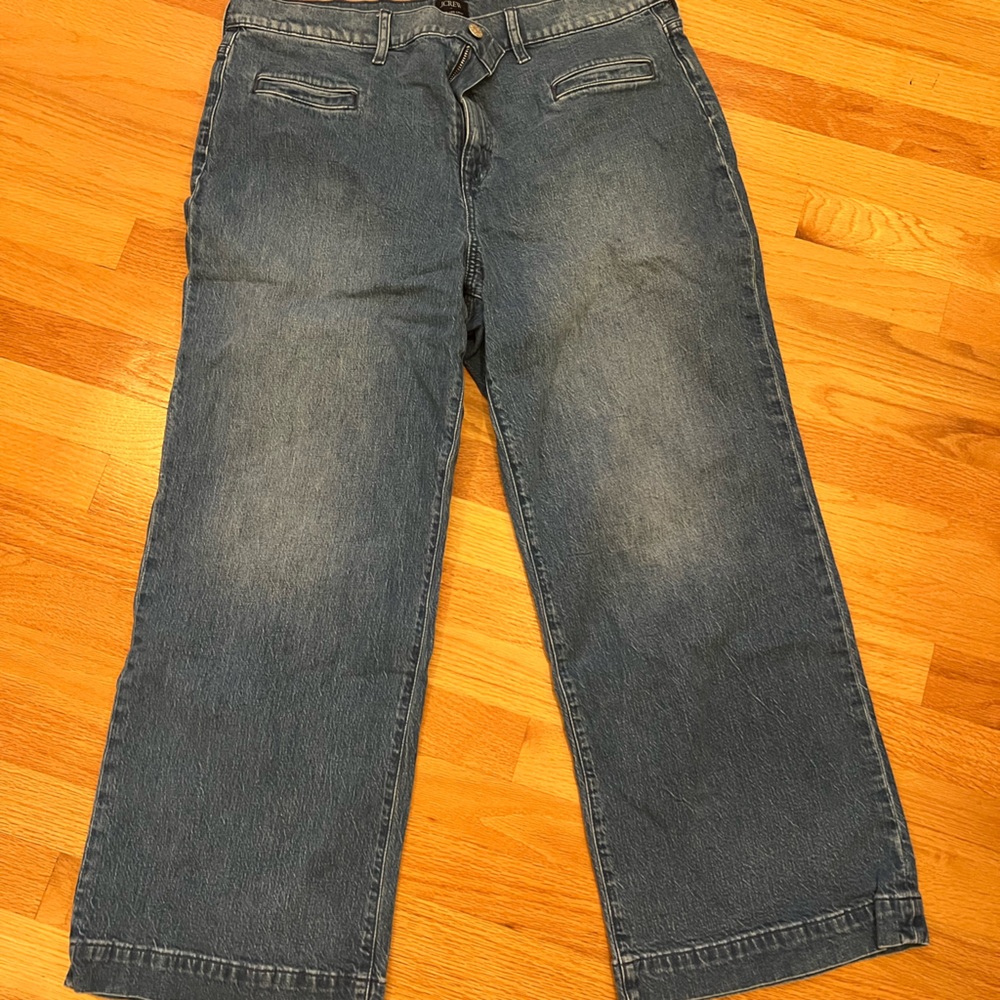 J. Crew Wide-Leg Crop Jeans in medium Blue